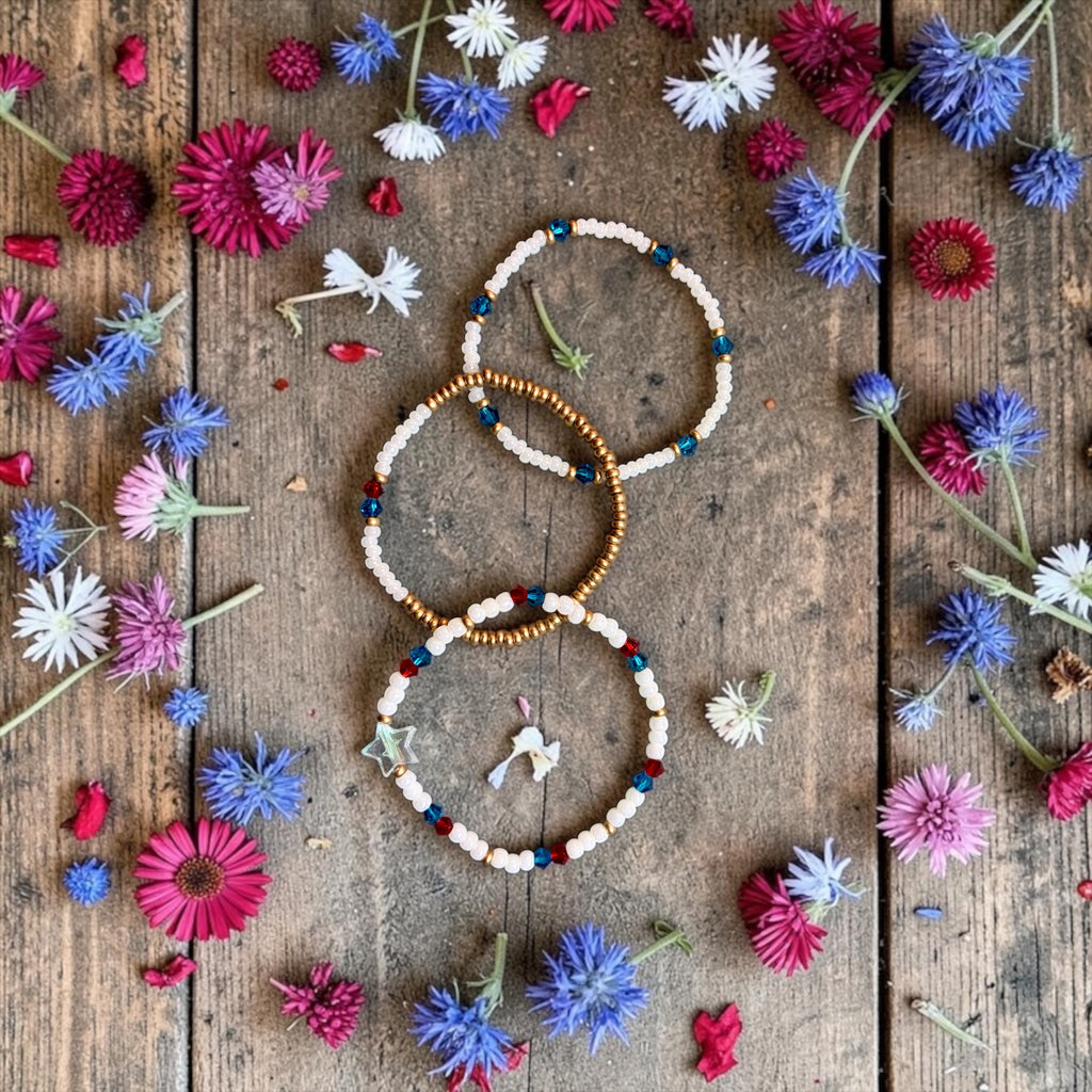 Red white & blue bracelets