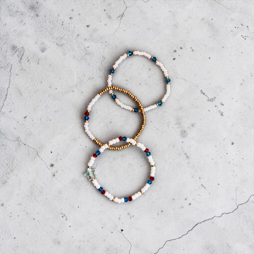 Red white & blue bracelets