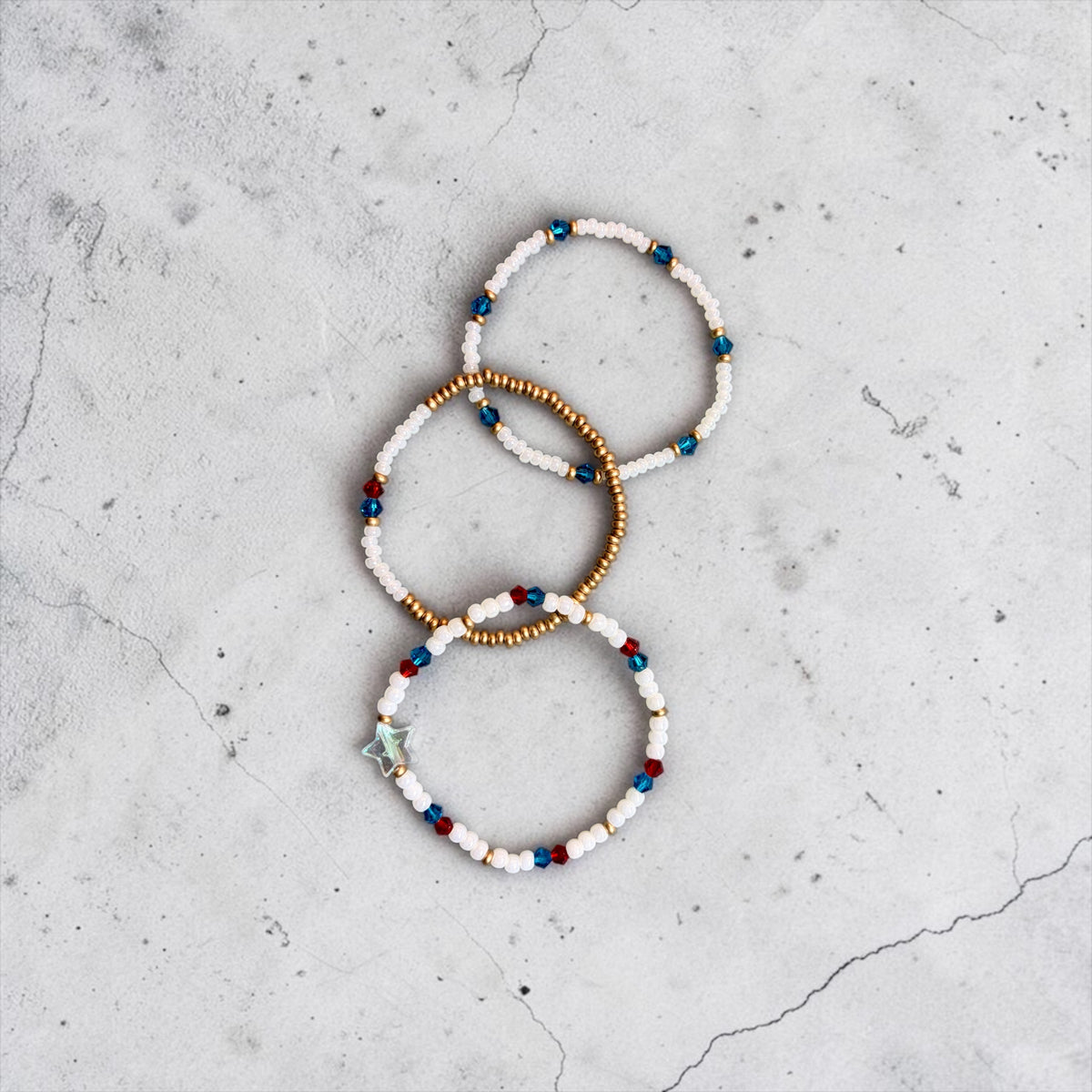 Red white & blue bracelets
