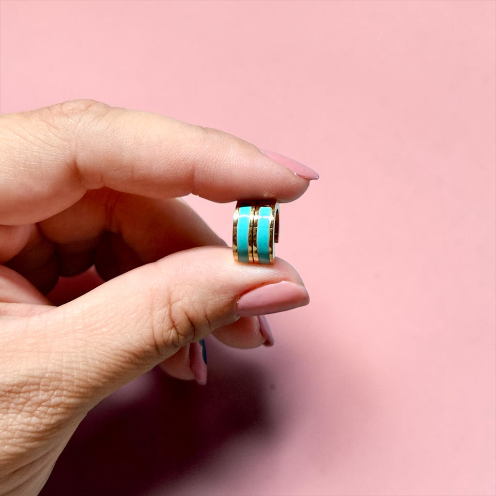 Teal loop earrings