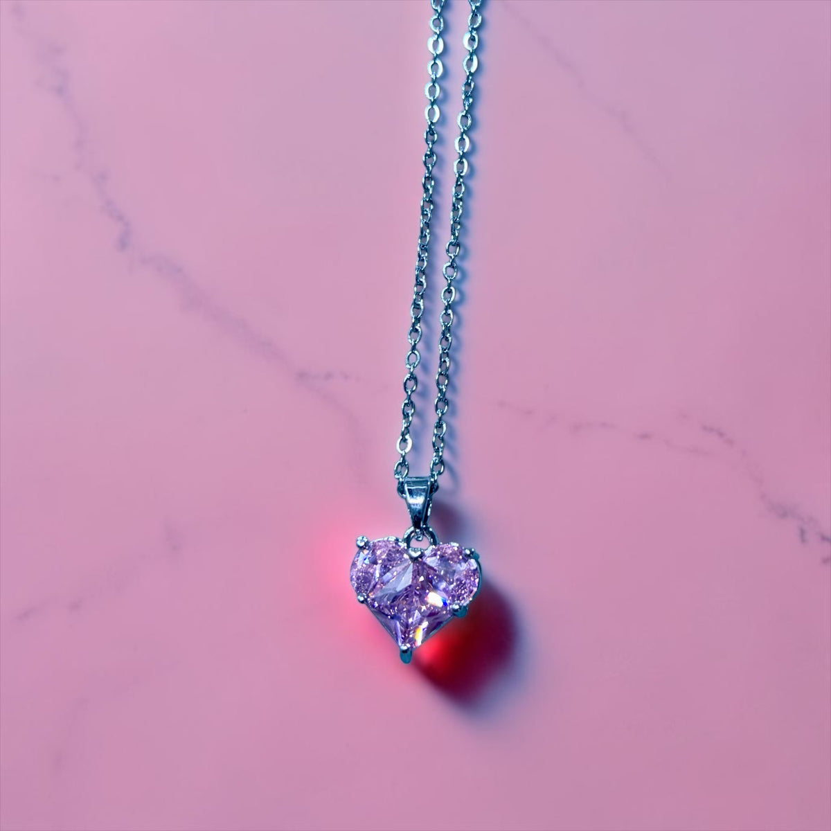 Pink heart necklace