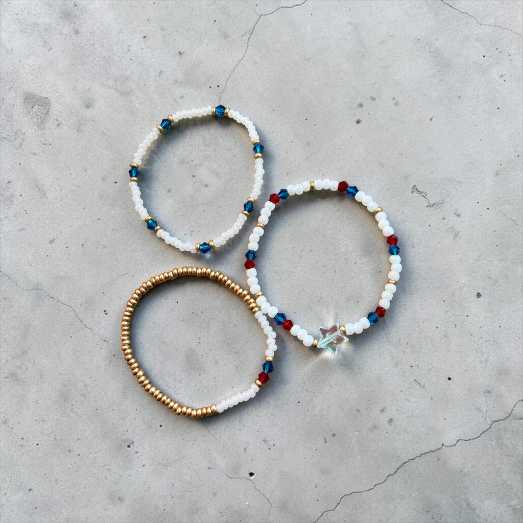 Red white & blue bracelets