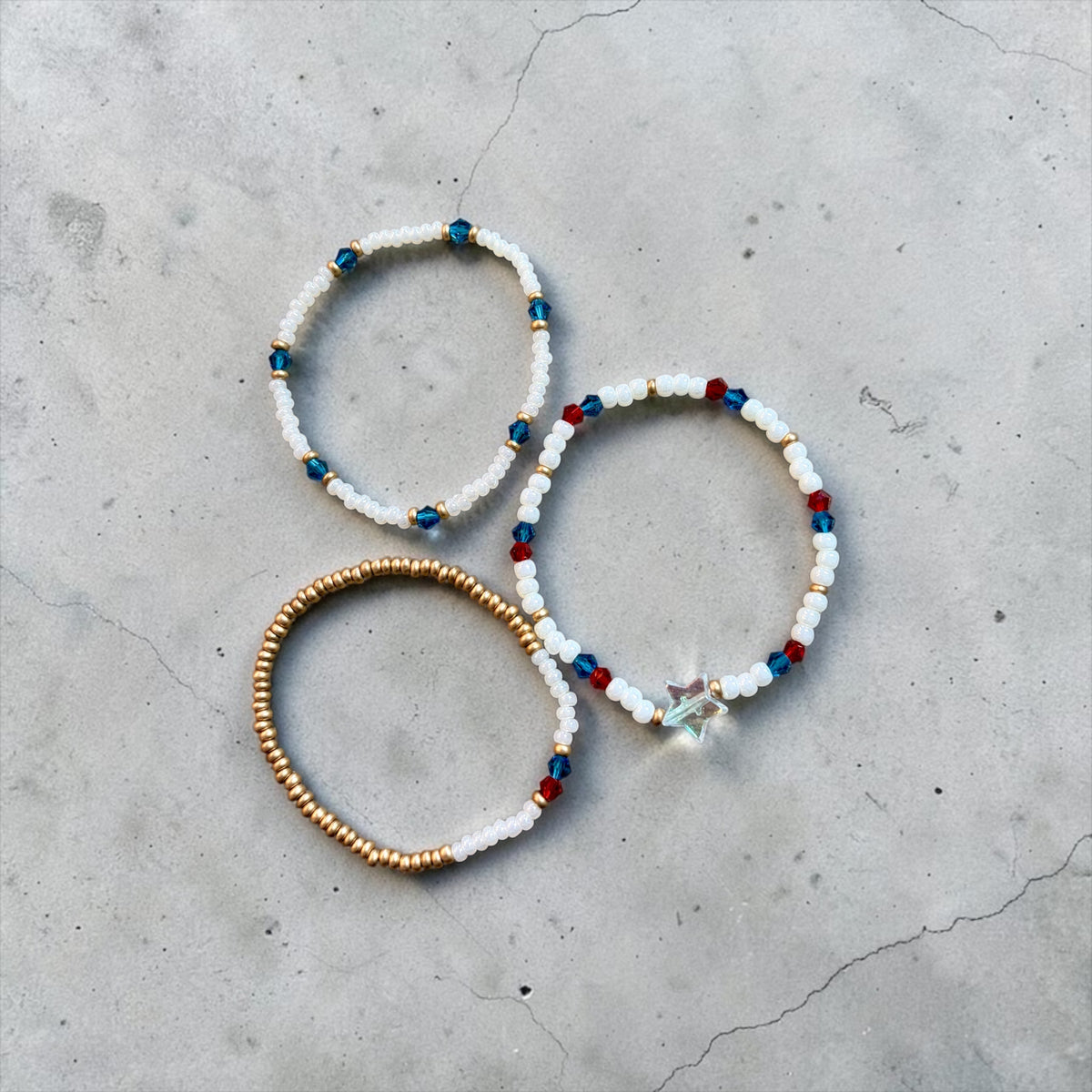 Red white & blue bracelets