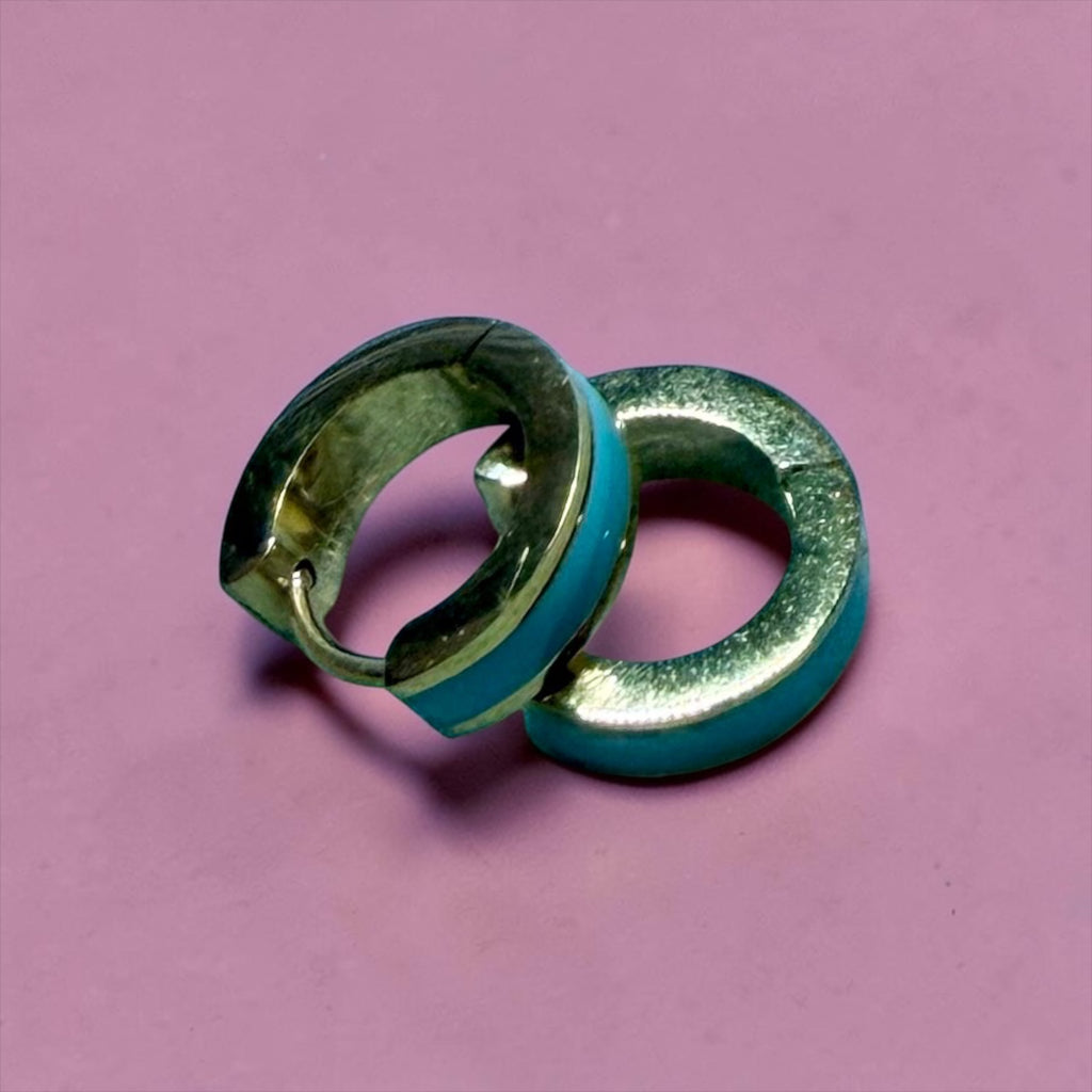 Teal loop earrings